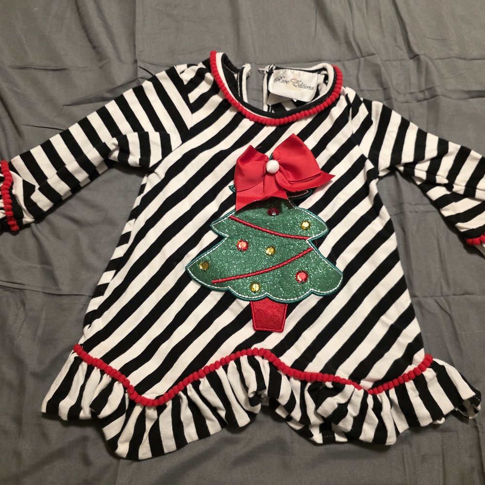 Rare Editions Festive Holiday Dress with Red and Green Accents